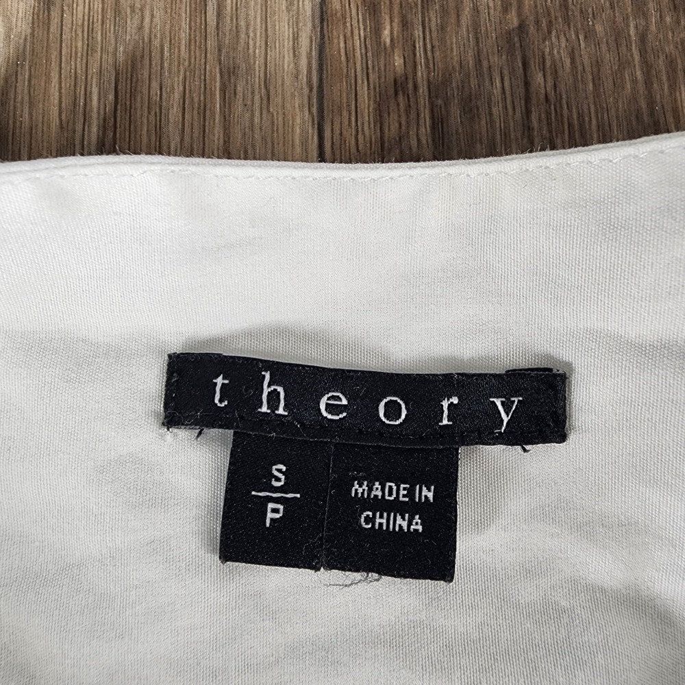 Theory White Cotton Button Front Tunic Shirt Top Women's Size Small Long Sleeve‎ - Picture 2 of 9